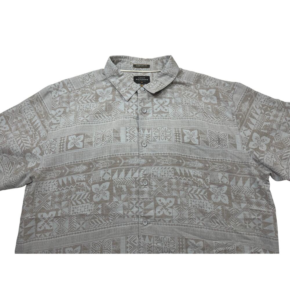 Quiksilver Waterman Collection Button Down Short Sleeve Shirt Size 2XL Gray